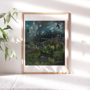 El Greco, View of Toledo, 1600, Living Room Wall Décor, Premium Canvas Paper, Bedroom Wall Art, Fine Wall Art Paintings Reproductions TOP320