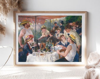 Pierre-Auguste Renoir, Luncheon of the Boating Party 1881 Living Room Decor, Canvas Paper Kitchen Wall Fine Art Painting Reproduction TOP263