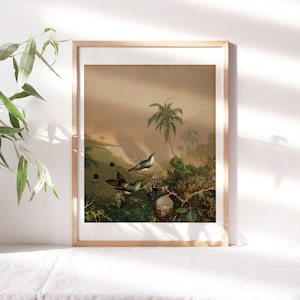 Martin Johnson Heade, Brazilian Hummingbirds II, 1864, Wall Décor Premium Paper, Birds Flight Portrait Art Painting Reproduction Pet-220