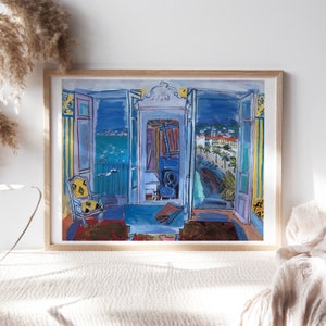 Raoul Dufy, Finestra che si apre su Nizza, 1928, Manifesto artistico, Decorazione murale suggestiva, Dipinto famoso, Stampa digitale, Riproduzione artistica su tela Clr-230