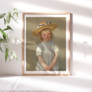 Mary Cassatt, Child in a Straw Hat, 1886 Nursery Wall Decor, Canvas Paper, Kids Bedroom Wall Art, Fine Art Paintings Reproductions Nur203