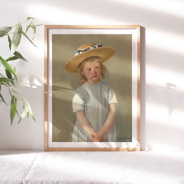 Mary Cassatt, Child in a Straw Hat, 1886 Nursery Wall Decor, Canvas Paper, Kids Bedroom Wall Art, Fine Art Paintings Reproductions Nur203