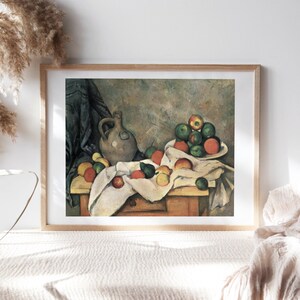 Paul Cezanne, Curtain Jug and Fruit, 1894 Office Wall Decor, Premium Canvas Prints , Kitchen Wall Art, Fine Art Painting Reproduction TOP299
