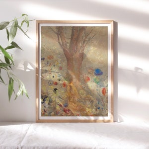 Odilon Redon, The Buddha, 1904 Floral Décor Still Life Wall Art, Premium Canvas Garden Buddha Portrait Painting Reproduction Flr-249