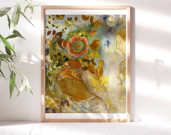 Odilon Redon, Two Young Girls Among Flowers 1912 Fine Art Poster, Moody Wall Décor, Famous Painting Digital Print Canvas Reproduction Clr324