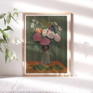 Henri Rousseau, 1909 Floral French Post Impressionist Premium Canvas Print Artwork, Botanical Painting Reproductions Flr-385