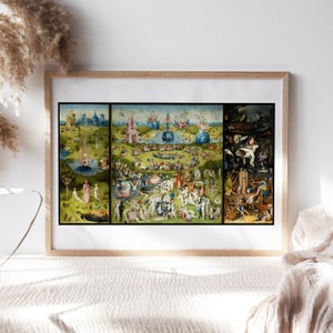 Hieronymus Bosch, The Garden of Earthly Delights, 1490, Famous Wall Decor, Vintage Canvas Paper, Fine Art Paintings Reproductions TOP-148