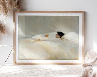 Joaquín Sorolla, Mother, 1895 Nursery Wall Décor, Premium Canvas Paper, Mother and Child Sleeping Fine Art Painting Reproductions Nur-147