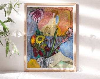 Gabriele Münter, Still Life with Queen, 1912 Contemporary Trending Wall Art, Premium Canvas Print Artwork, Painting Reproductions Flr-331