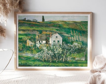 Paul Cézanne, Small Houses in Pontoise 1873, Fine Art Poster, Moody Wall Décor Famous Painting Digital Print, Canvas Art Reproduction Clr468