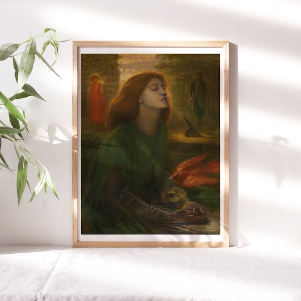 Dante Gabriel Rossetti, Beata Beatrix 1864, Fine Art Poster, Moody Wall Décor, Famous Painting Digital Print, Canvas Art Reproduction Clr512