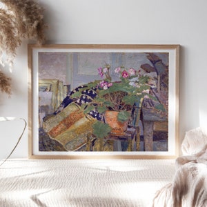 Edouard Vuillard, Pot of Flowers, 1900 Post-Impressionist Premium Wall Canvas Print Artwork, Botanical Painting Reproductions Flr-368