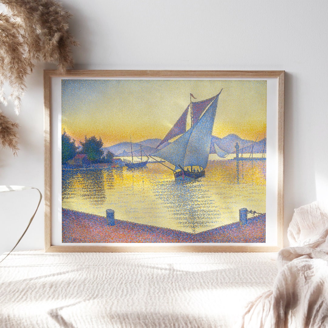 Signac Sunset Paul Signac, the Port at Sunset 1892 Fine Art Poster, Moody Wall Décor ...