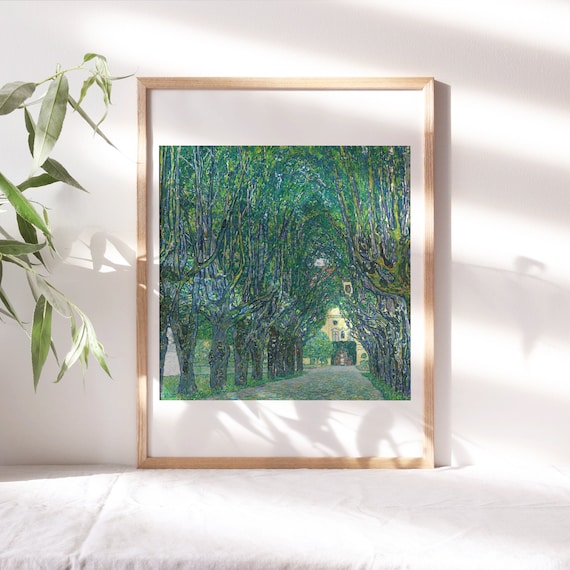 Gustav Klimt, Avenue to Schloss Kammer 1912, Living Room Wall Décor, Bedroom Wall Art, Premium Canvas Paper, Paintings Reproductions TOP-522