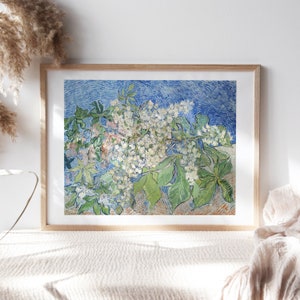 Vincent van Gogh, Blossoming Chestnut Branches 1890 Living Room Wall Décor, Premium Canvas Paper, Fine Wall Art Painting Reproduction TOP310