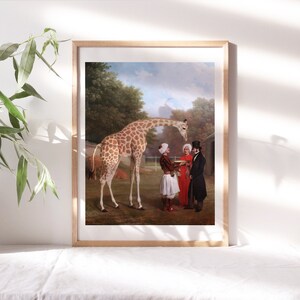 Jacques-Laurent Agasse, Nubian Giraffe 1827, Wall Décor Premium Canvas Paper, Socialite in India Portrait Art Painting Reproduction Pet-255