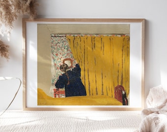 Edouard Vuillard, The Yellow Curtain 1893, Fine Art Poster, Moody Wall Décor, Famous Painting, Digital Print, Canvas Reproduction Clr344