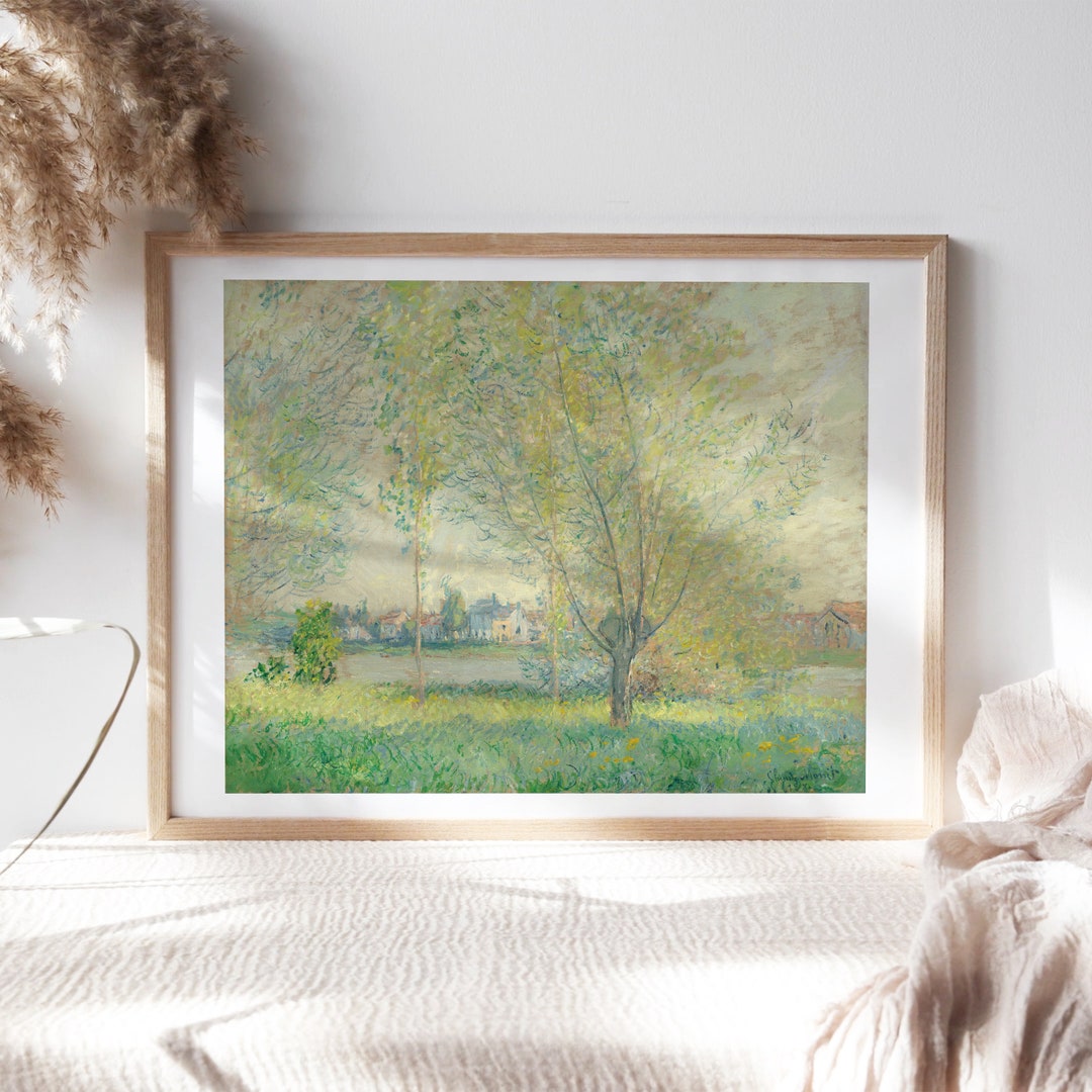 Claude Monet, The Willows, 1880 Living Room Wall Décor, Premium Canvas Paper, Vintage Wall Art, Fine Paintings Reproductions TOP-436 - 16 x 20 inches, Canvas Texture PAPER