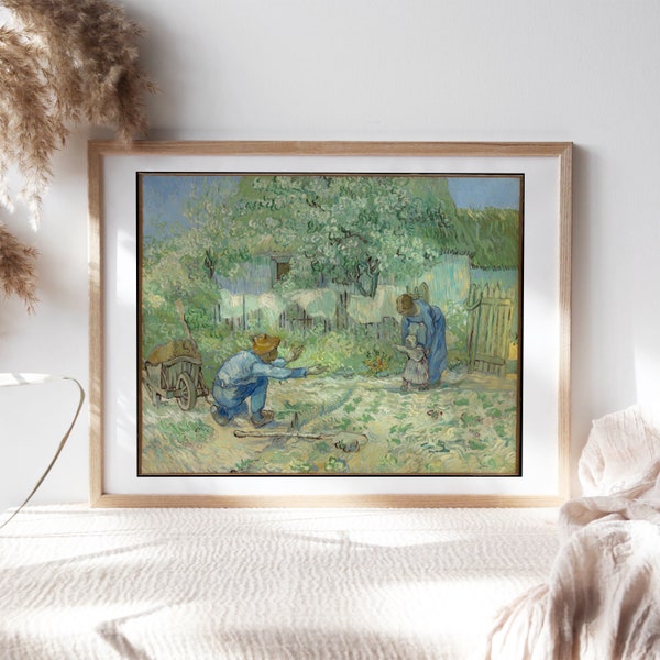 Vincent van Gogh, Erste Schritte, nach Millet, 1890, Kinderzimmer Wanddekor, Premium Leinwand Papier, Wandkunst Gemälde Reproduktionen TOP-337
