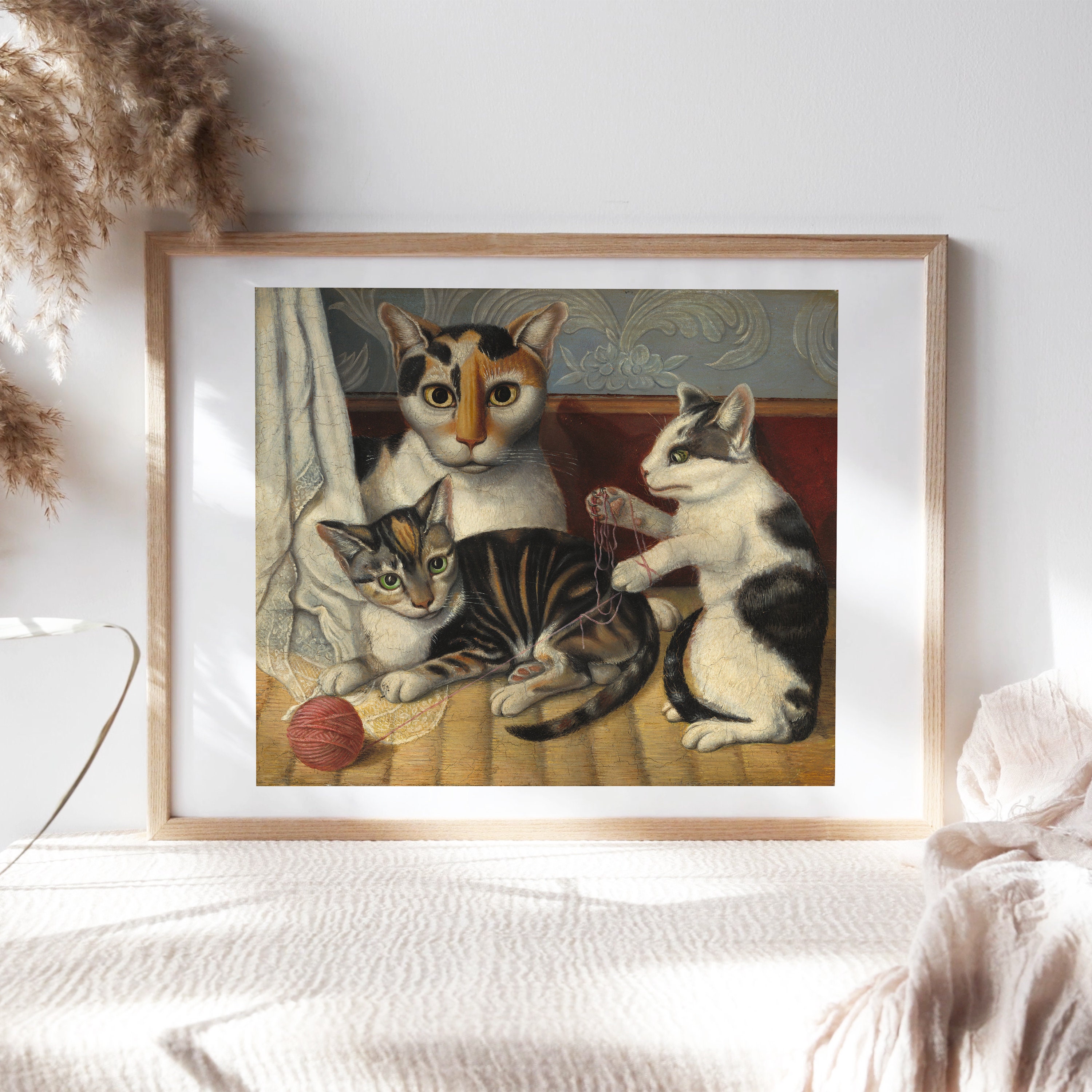 Un petit chaton　【油絵】 Unknown Artist Cat and Kittens 1883 Wall Décor, Artwork Premium
