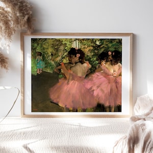 Edgar Degas, Bailarines de rosa 1876 Póster de bellas artes Decoración de pared cambiante, pintura famosa, impresión digital, póster de lienzo, reproducción de arte Clr175