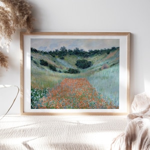 Claude Monet, Poppy Field in a Hollow, 1885, Kitchen Wall Décor, Office Moody Wall Art, Canvas Wall Art Print, Paintings Reproduction TOP590