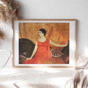 Yves Edgar Muller D'Escars, Portrait von Margueritte Dautel La Saigne, 1934, Moody Art, Art Digital Print Gemälde Reproduktion Poster Fem169