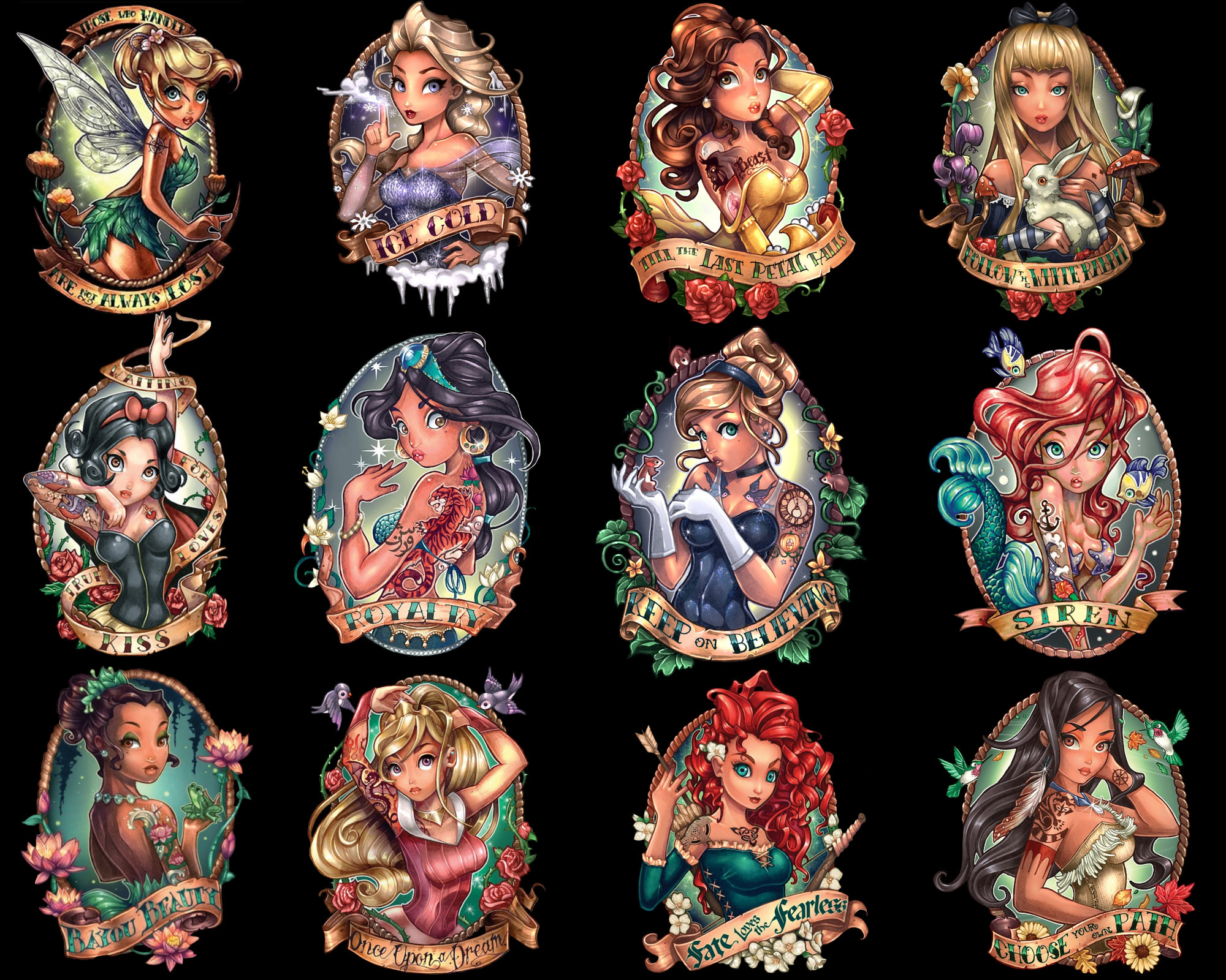 Disney Princess Pin-Up Tattoo Ideas