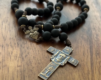 Holy Face of Jesus Chaplet, MEDIUM, Solid Bronze and Sandalwood Beads