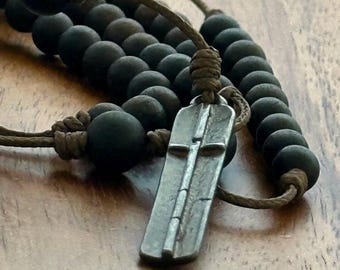 Wearable Antiqued-Contemporary Rosary, Medium Size, Rustic-Contemporary Rosary