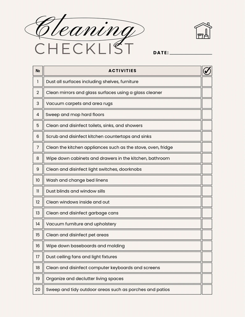 Cleaning Checklist Planner Etsy