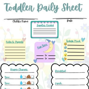 Toddler Daily Sheet for Daycare Homes or Childcare Centers Editable Printable Form
