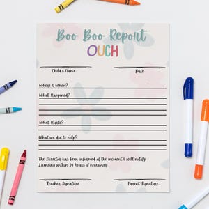 Daycare Boo Boo Form, Childcare Incident Report (digital Download) - Etsy
