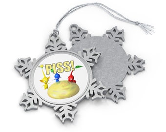 Adorno de copo de nieve de metal Pikmin PISS