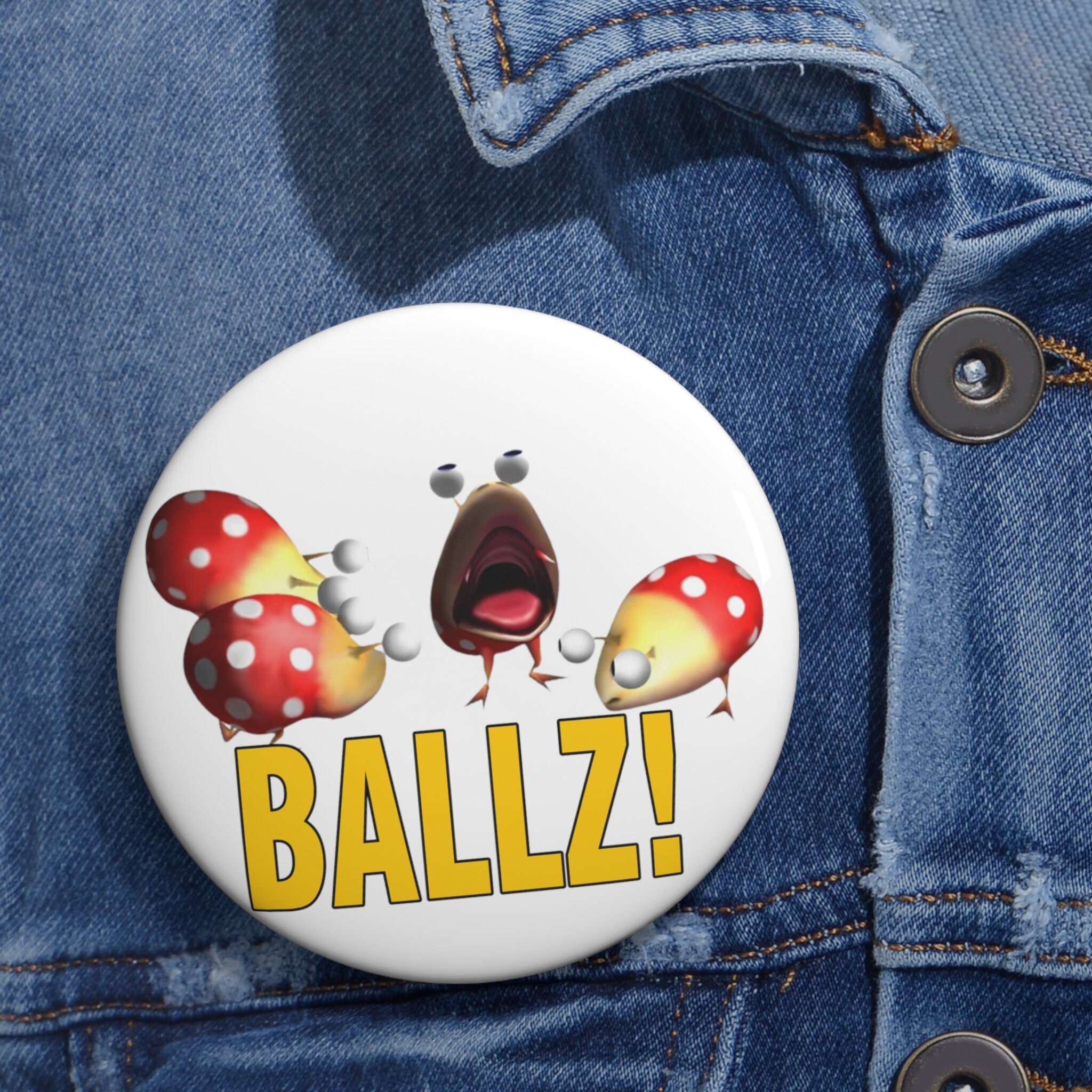 Pikmin Bulborb BALLZ! Pin Buttons (White)