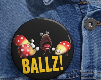 Pikmin Bulborb BALLZ! Pin Buttons (Black)