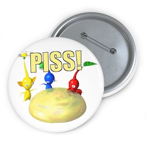 Pikmin PISS Pin Buttons (White)
