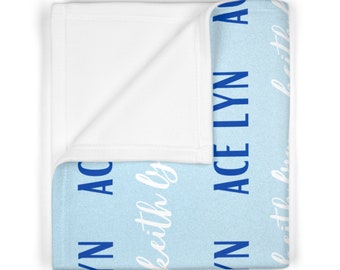 Personalized Baby Blanket | Custom Baby Fleece Blanket | Baby Boy Blanket | Blue Baby Blanket Customized
