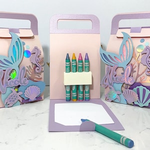 Under the Sea Personalized Coloring Boxes, Little Mermaid Custom Activity Boxes, Gift Box, Princesses Candy Box, Mermaid Crayon Party Favors