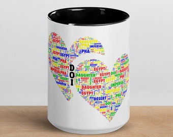 Daughters / DOI Personalized Heart Mug with Color Inside options
