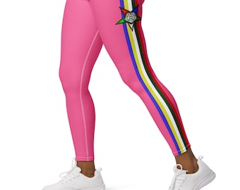 OES Pink Side Stripe Yoga Leggings