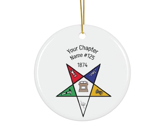 Eastern Star 1874 Christmas Ceramic Ornament, 2 Shapes