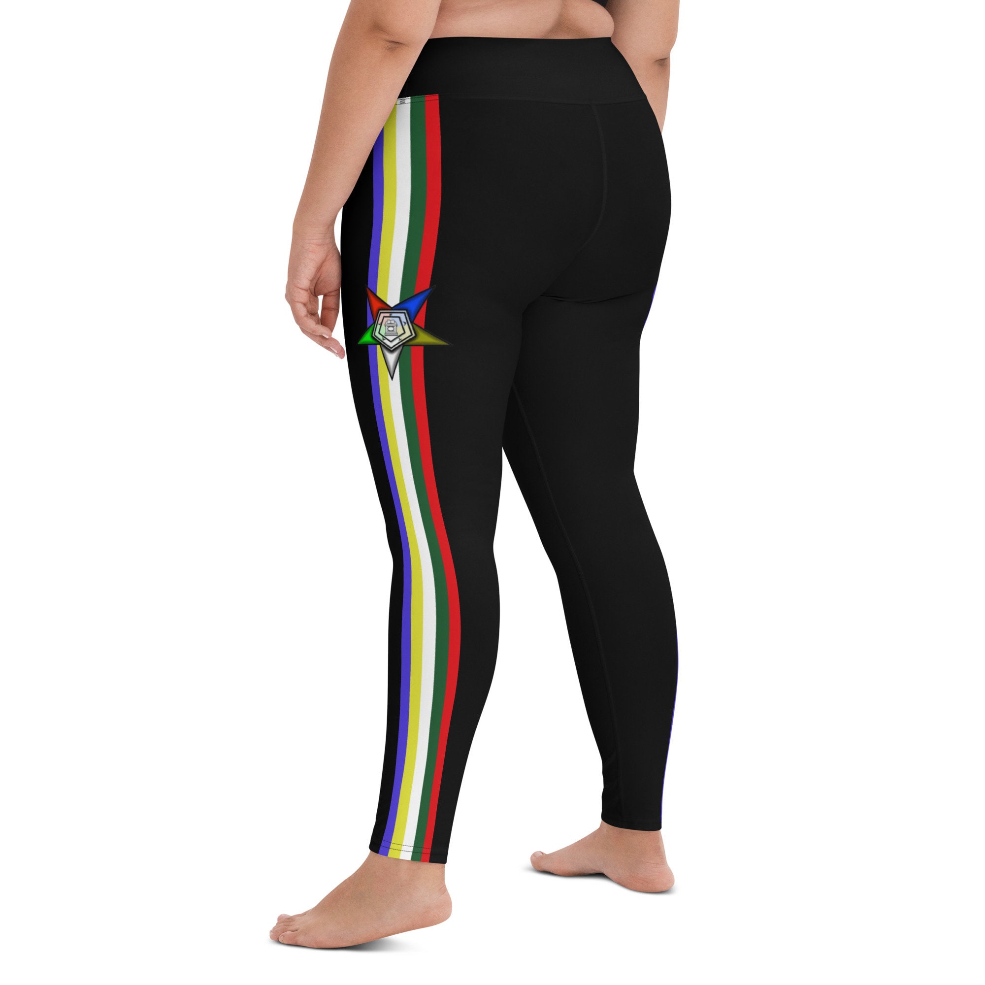 Black Stripe Leggings for Women With 5 High Waist, Slimming, Yoga Pants,  Buttery Soft, One Size Black Leggings, Plus Size Black Leggings 