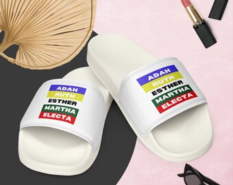 OES Stripe Slides White w/ cushion strap