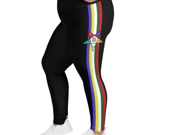 OES Eastern Star 5 color Stripe, Plus Size Leggings