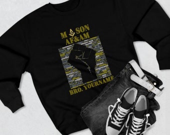 Mason AF&AM Personized Power Fist Sweatshirt.  Free Personalization.  Free shipping.