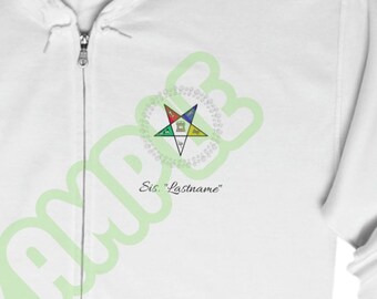 OES Full Zip Hoodie Jacket / Eastern Star “Personalize Your Name”
