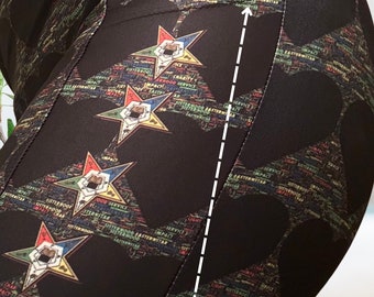 OES high-waist leggings: Eastern Star detail.  Sizes 2XS to 6X.