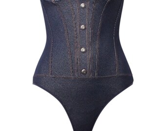 RARE Marlies dekkers body de luxe NWT look denim jean street cowboy cowgirl western