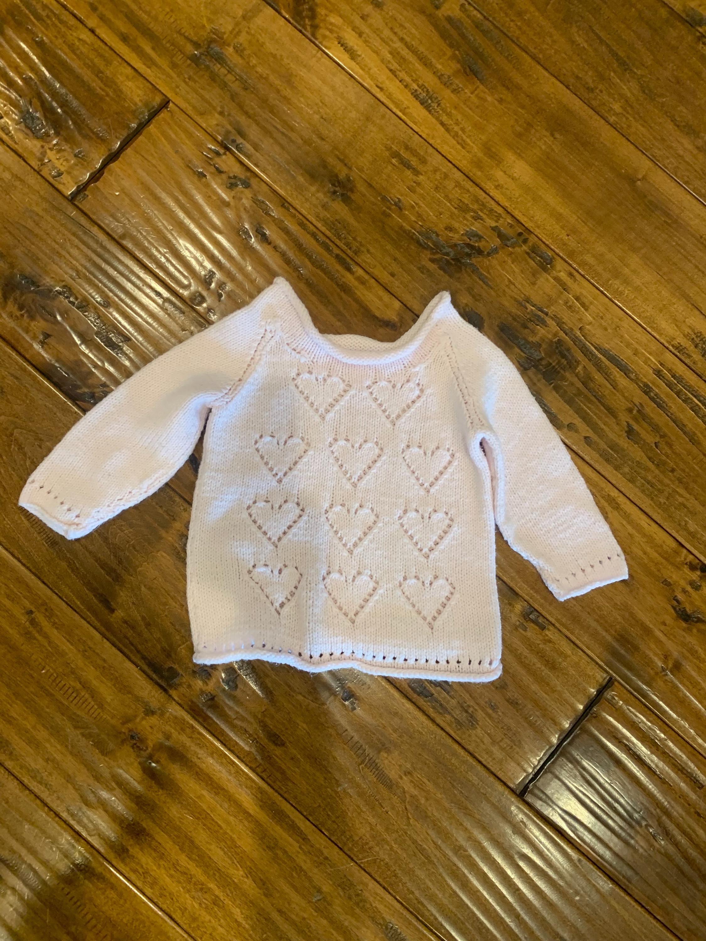 Pull Fille George – Rayé Blanc, Col Rond, Manches Longues, Coton, Taille 6-7 Ans, Très Bon état